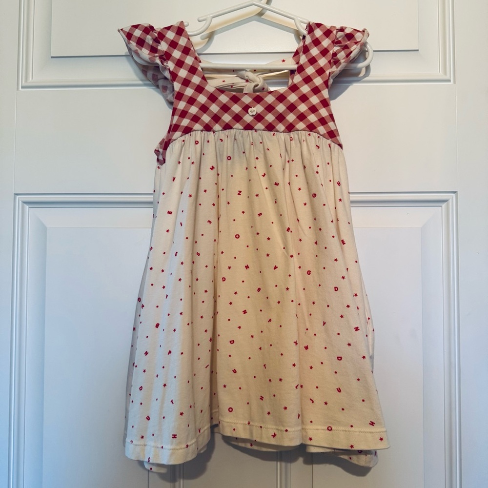 OMI JO Diagonal Red Gingham Aunt Heart Tunic Dress ABC w White Girls 3T SS21B